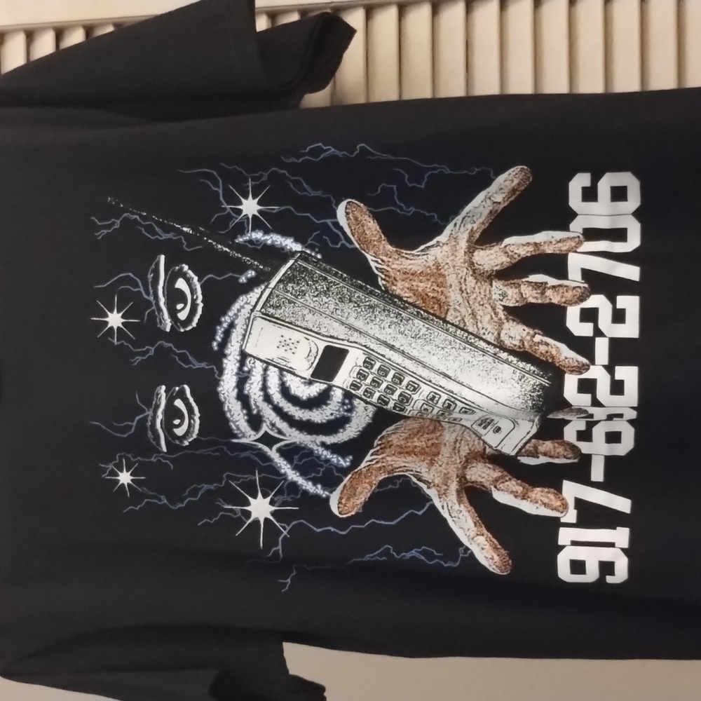 Graphic Black T-Shirt with Phone Design